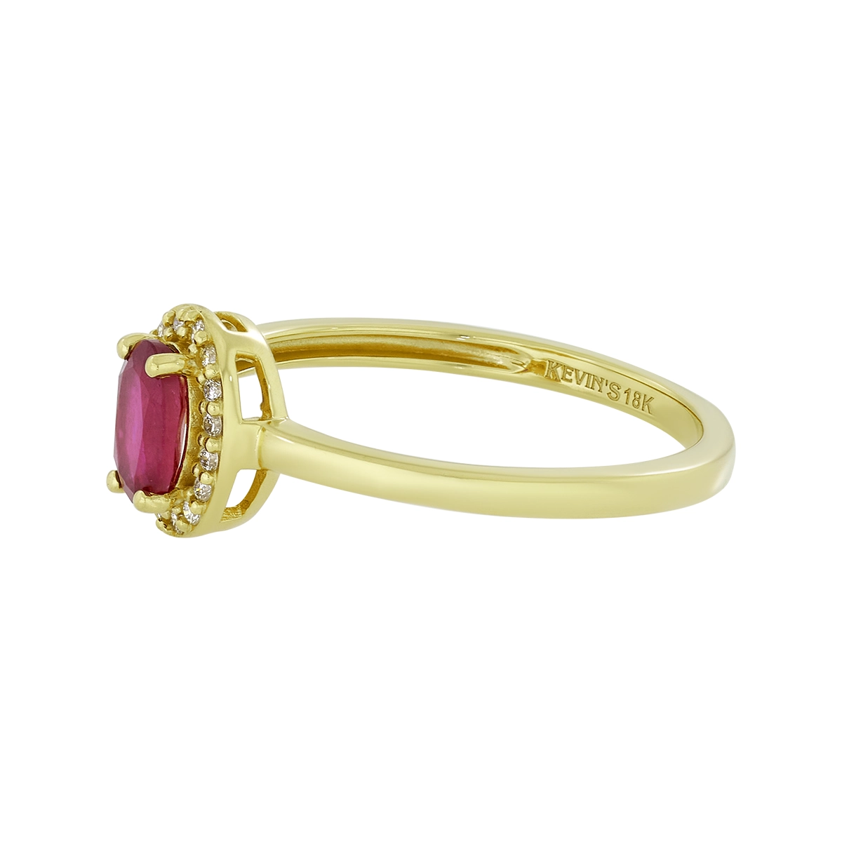 Anillo en oro amarillo de 18 Kilates, con rubí central de 0.65 Ct y decoración en diamantes de 0.08 Ct
